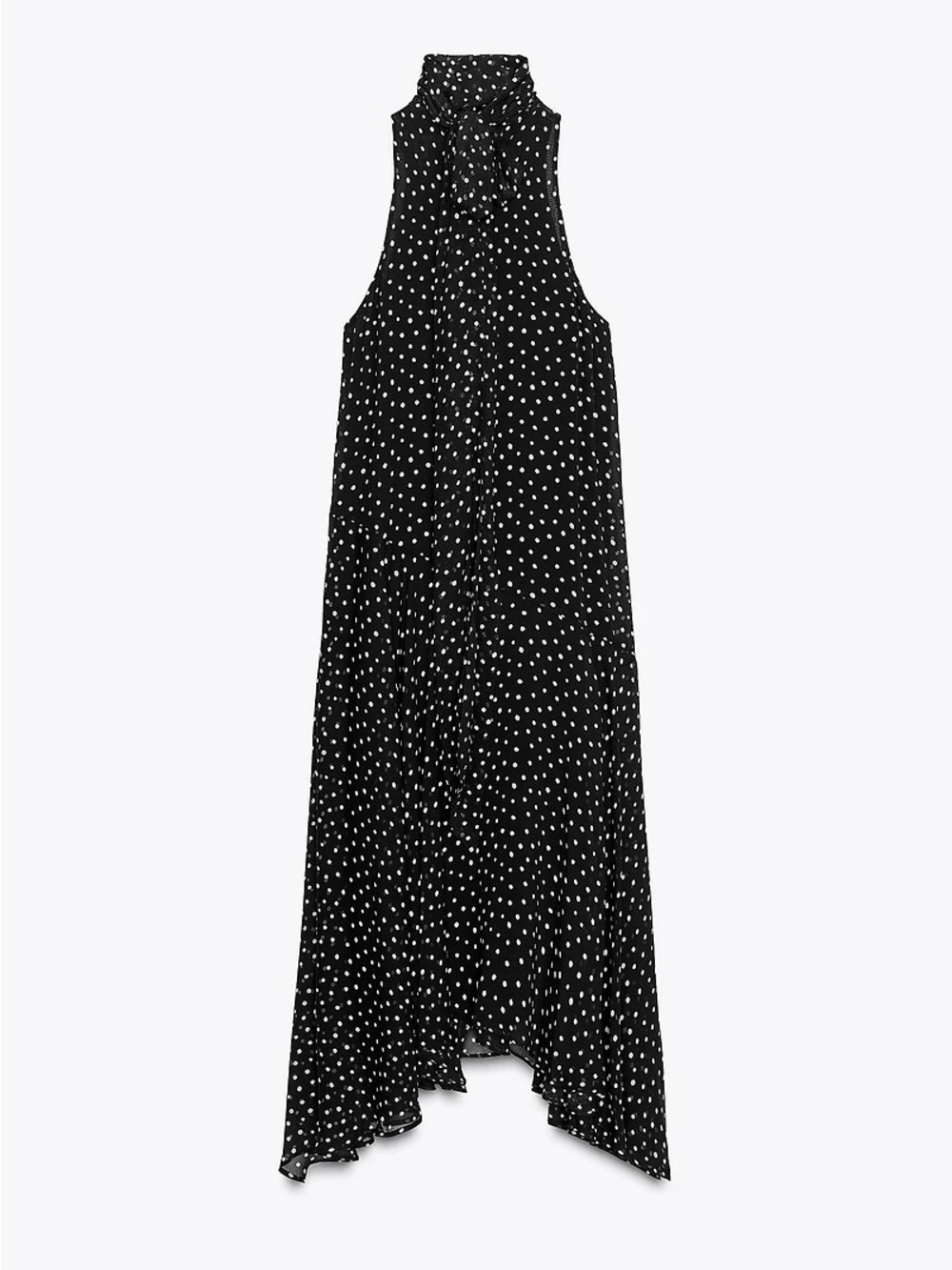 Zara Black and White Polka Dot Halter Maxi Dress - Picture 5 of 10